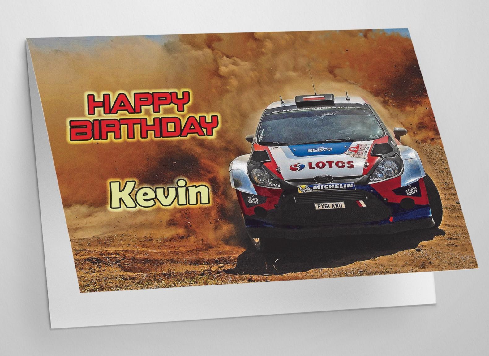 Personalised Rally Car Birthday Card