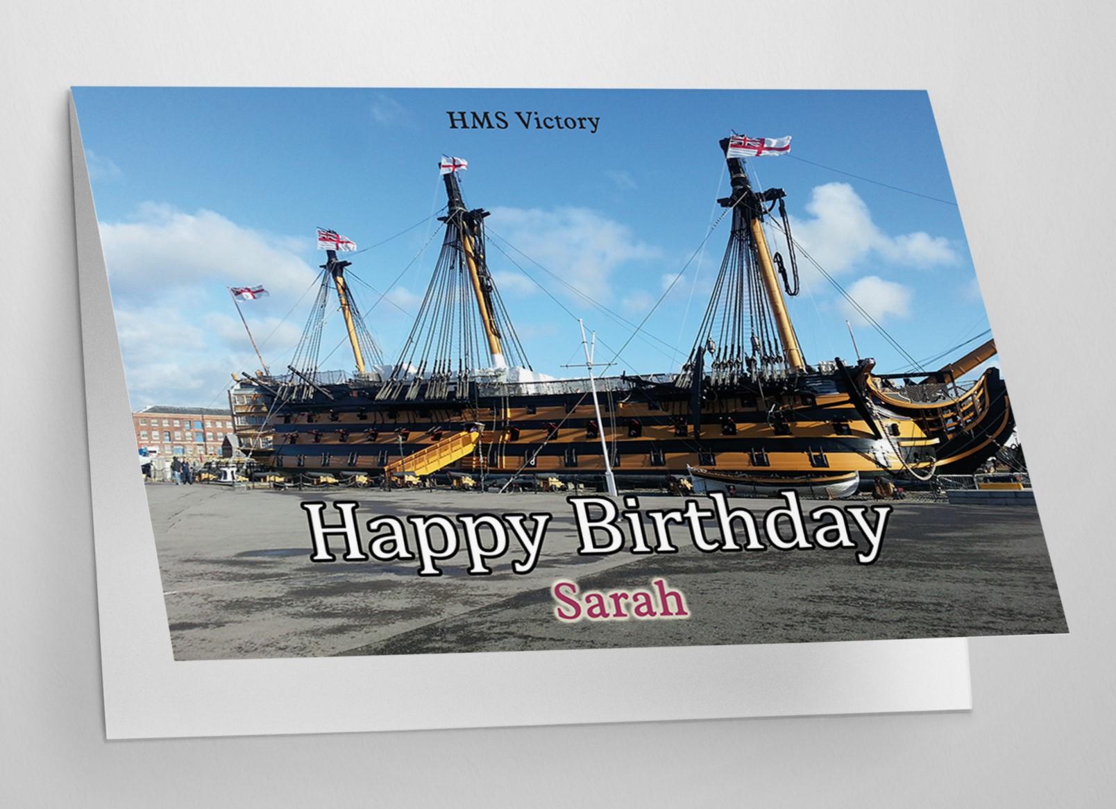 Personalised HMS Victory Birthday Card Ship Navy