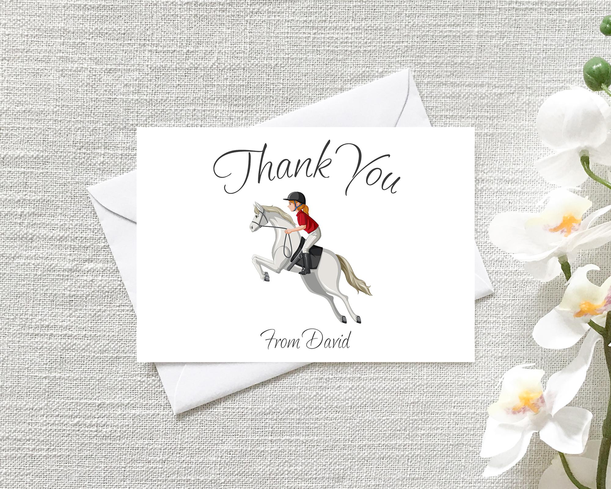 Personalised Horse Rider A6 Flat Notecards – Pack of 12