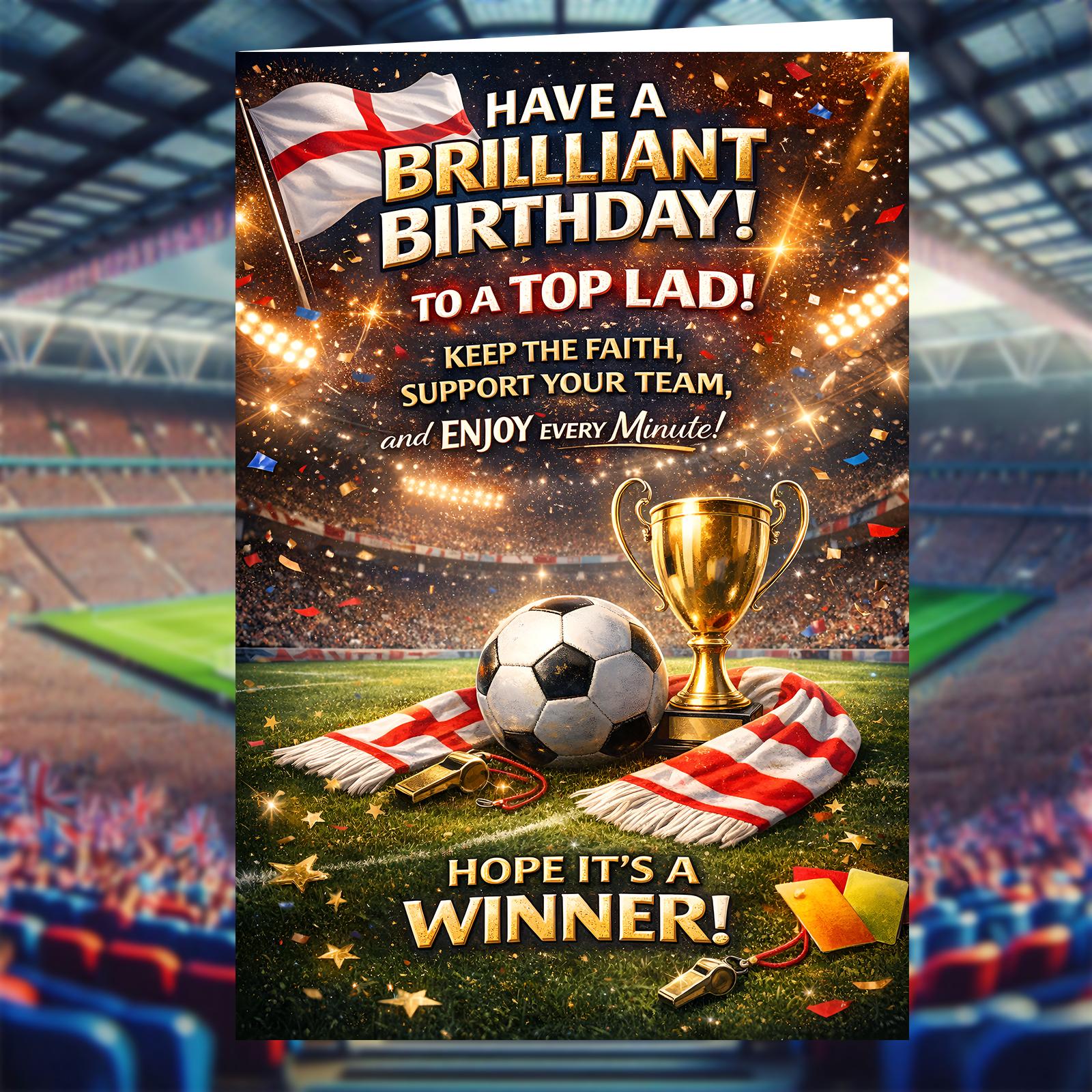 Football Birthday Card for Him – Brilliant Birthday Top Lad – A5 Gloss