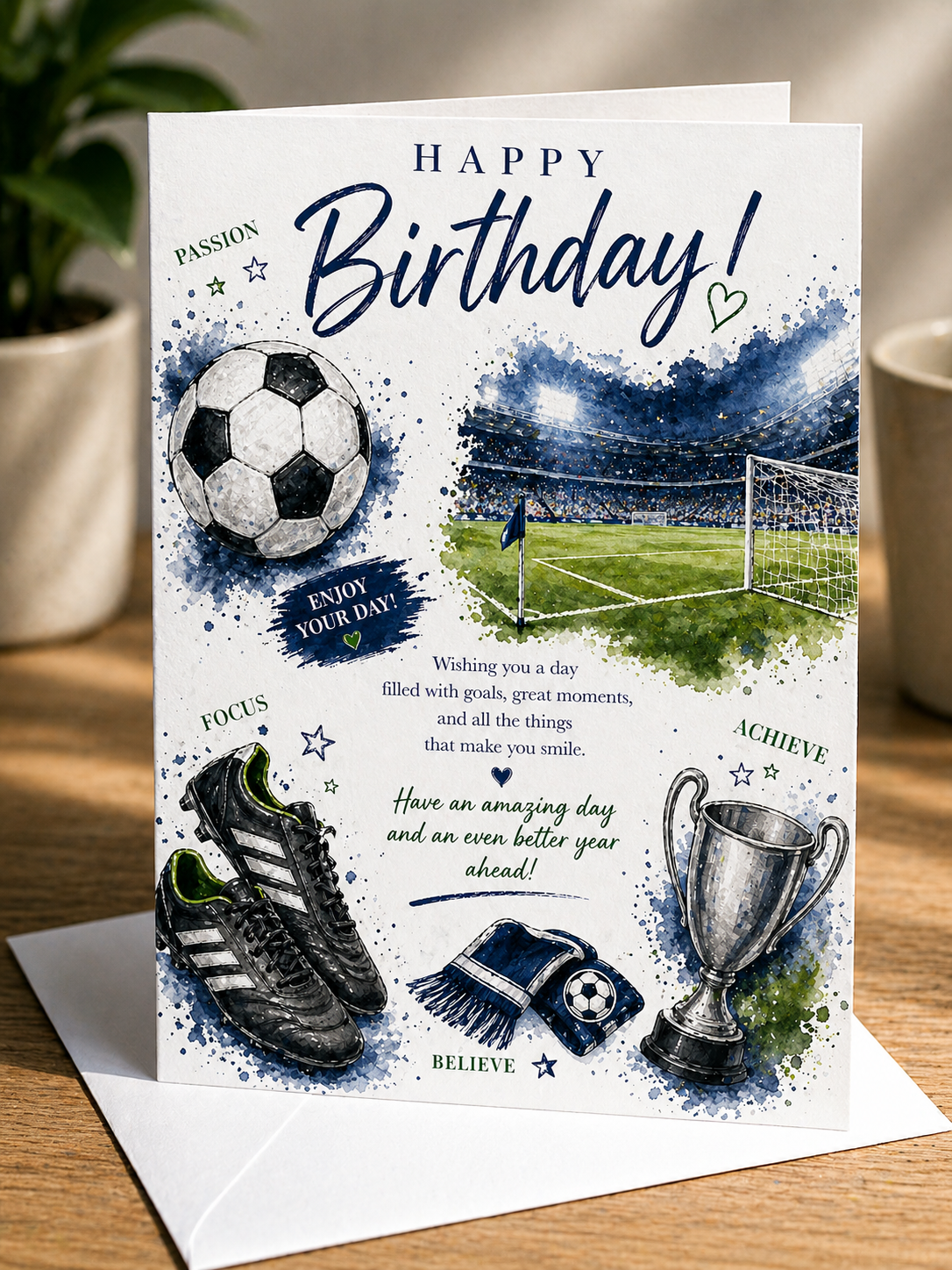 Share Football Birthday Card A5 Soccer Card Boys Teen Sports Fan Blank Inside greeting card