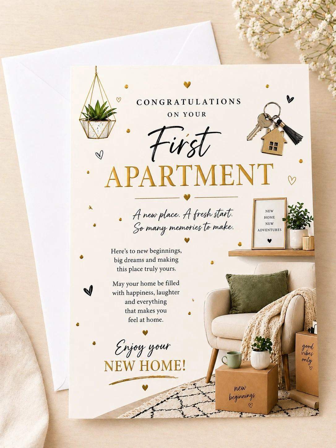 A5 New Home Card First Apartment Congratulations New Home Card with Envelope greeting card