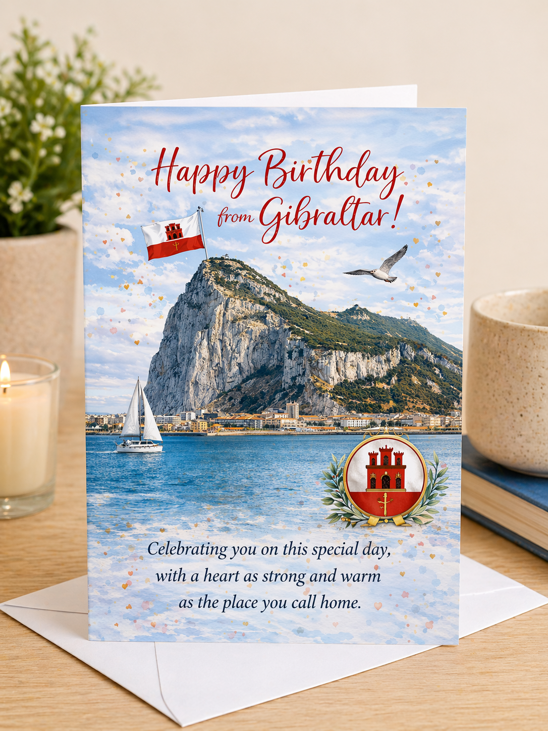 Gibraltar Birthday Card A5 Scenic Rock of Gibraltar Design Gloss 260gsm – personalised greeting card